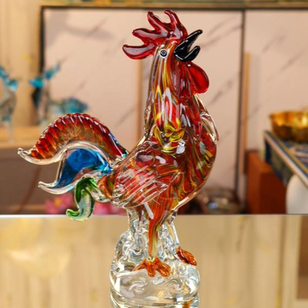 Handmade Rooster Glass Figurine