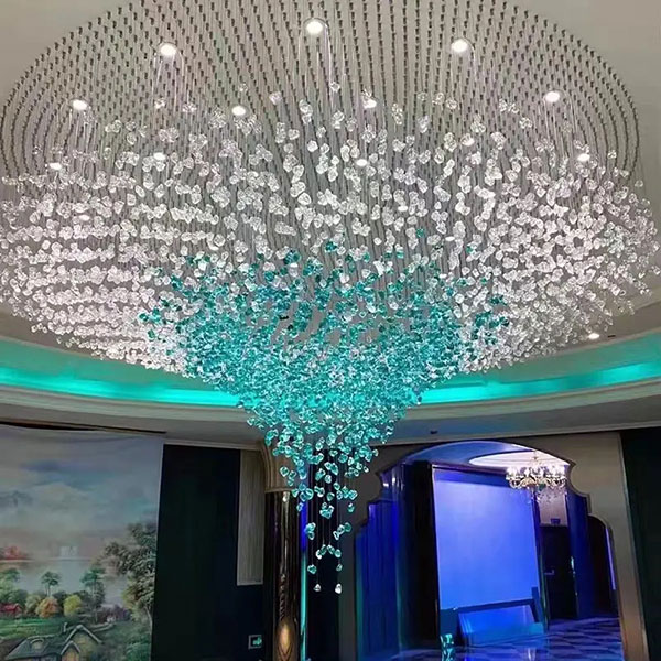 Glass Sky Mobile - Designer-Customizable Blue & White Crystal Cluster Chandelier Glass Art Studio Direct Collaboration-1
