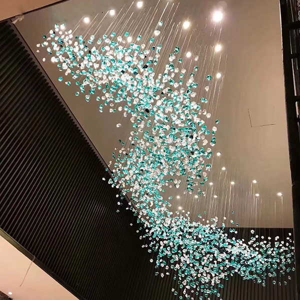 Glass Sky Mobile - Designer-Customizable Blue & White Crystal Cluster Chandelier Glass Art Studio Direct Collaboration-3