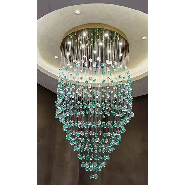 Glass Sky Mobile - Designer-Customizable Blue & White Crystal Cluster Chandelier Glass Art Studio Direct Collaboration-4