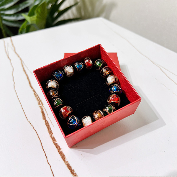 Incense Ash Glazed Bead Bracelet - Handcrafted Wealth & Prosperity Charm, Translucent glass & Ceramic Spiritual Jewelry for Good Fortune-1