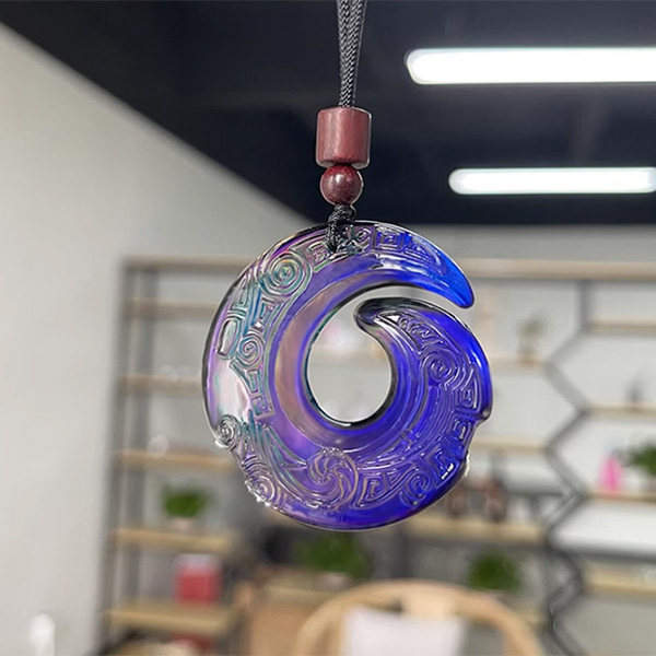 Rainbow Art Glass Necklace - Multicolor Handmade Glass Jewelry, Venetian-Inspired Stained Glass Pendant for Women-2