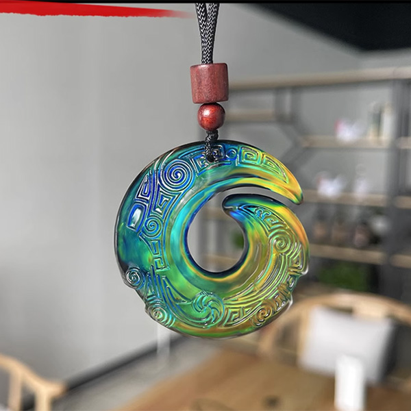 Rainbow Art Glass Necklace - Multicolor Handmade Glass Jewelry, Venetian-Inspired Stained Glass Pendant for Women-3
