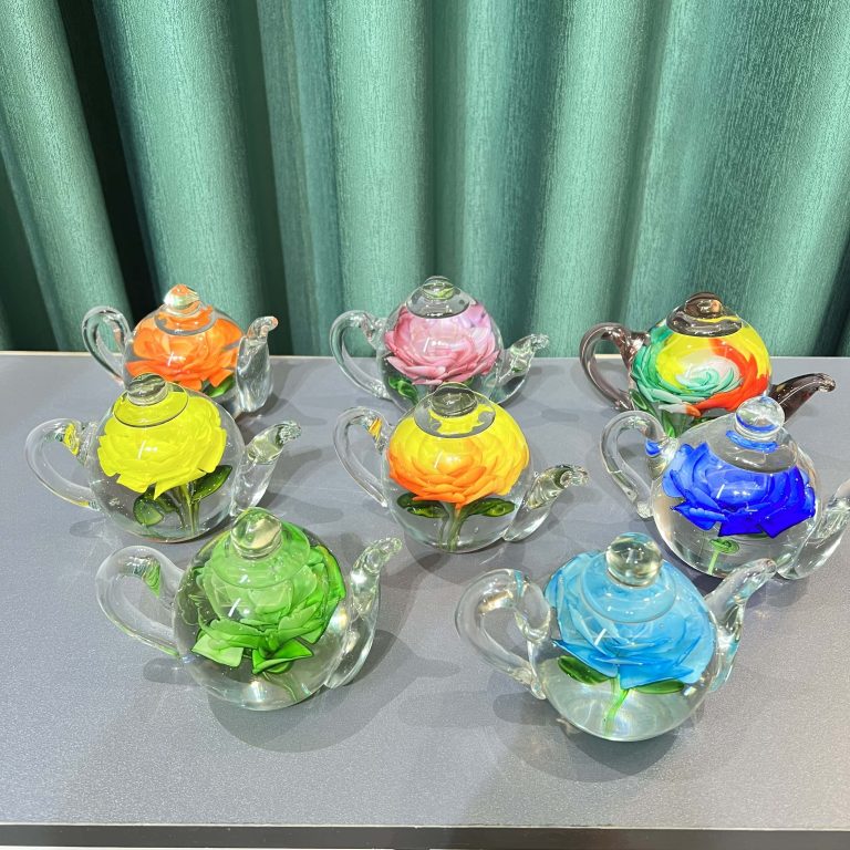 简约创意手工艺品琉璃把把壶摆件迷你小茶壶茶摆件