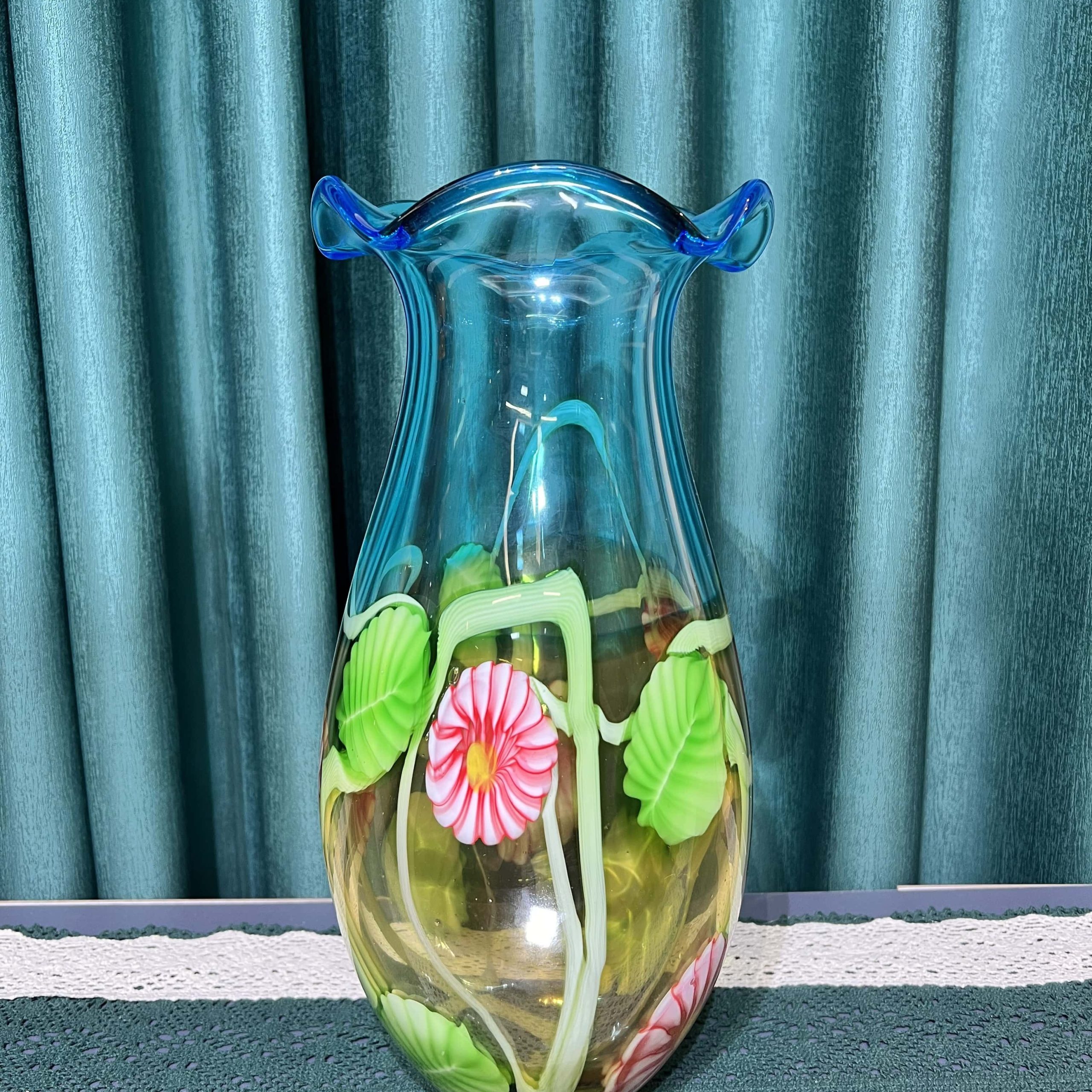 创意手工琉璃半透明花瓶插花花器桌面装饰品