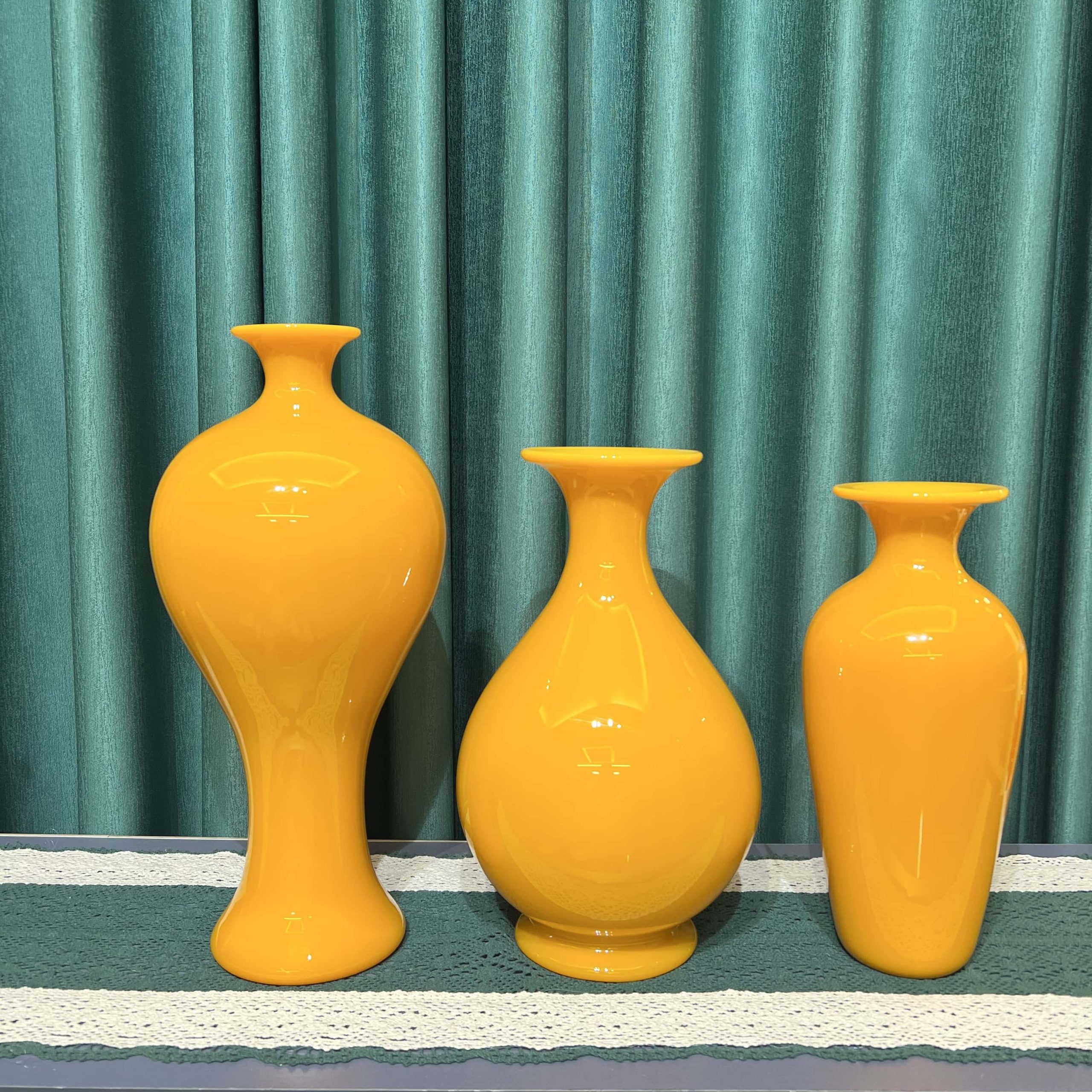 创意手工琉璃鸡油黄美人瓶插花花器桌面装饰品