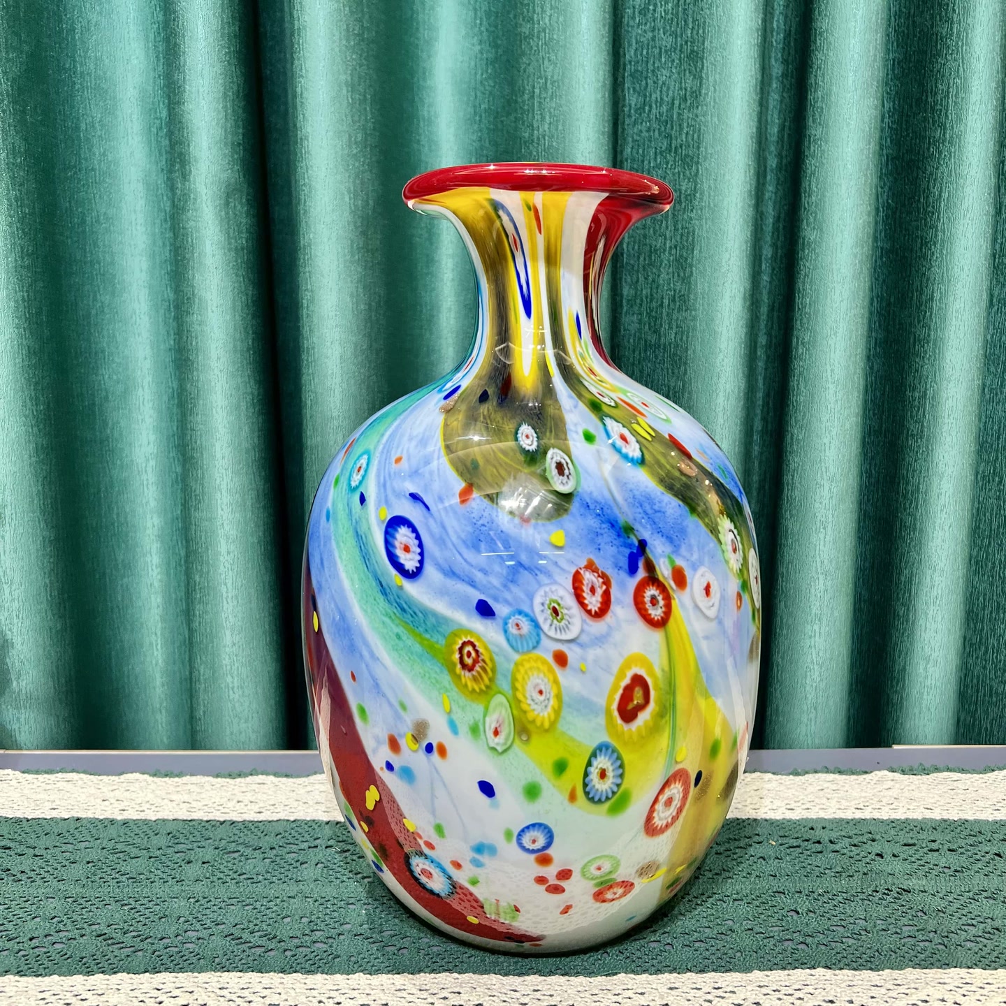 手工琉璃七彩万花花瓶插花花器桌面装饰品