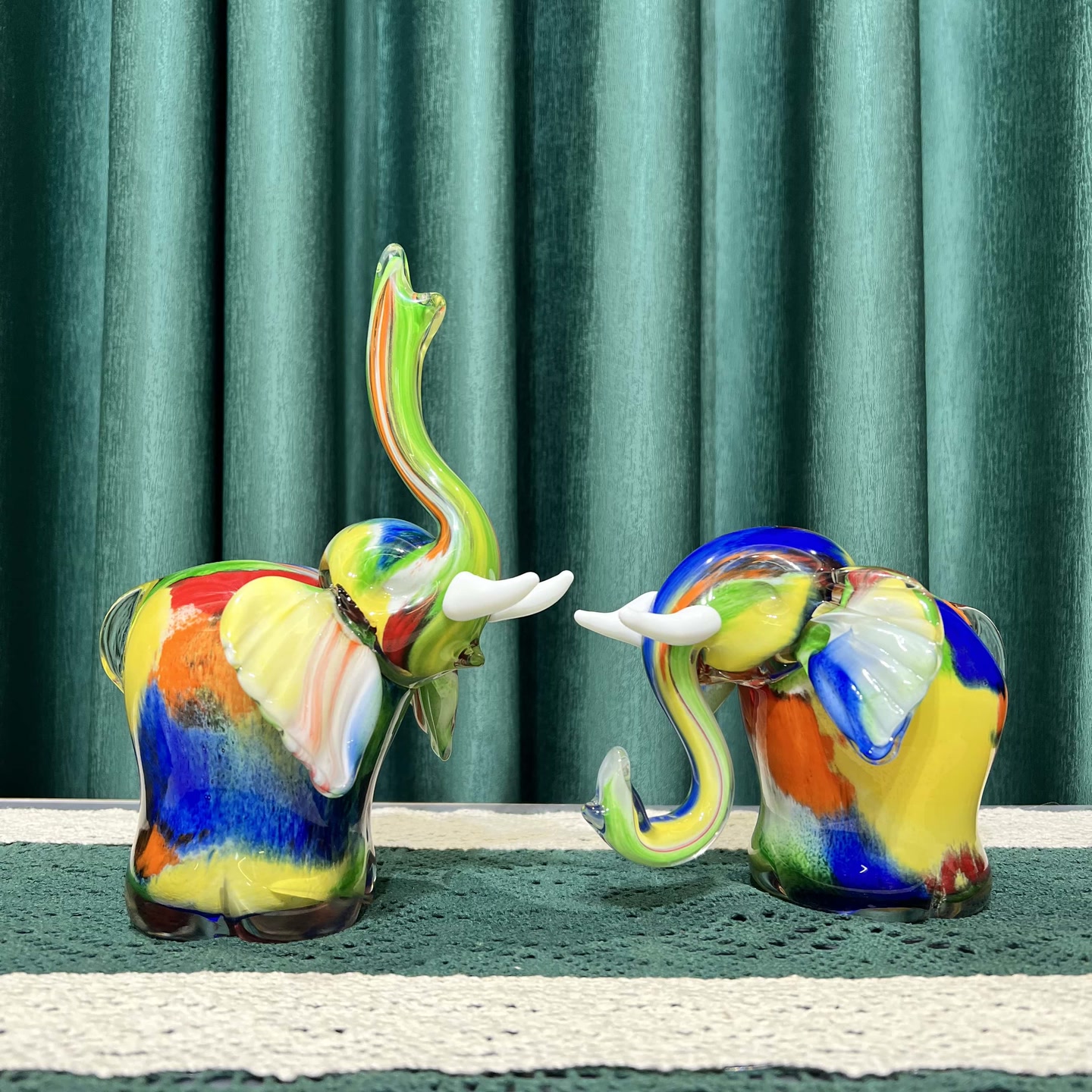简约创意手工艺品琉璃炫彩大象摆件