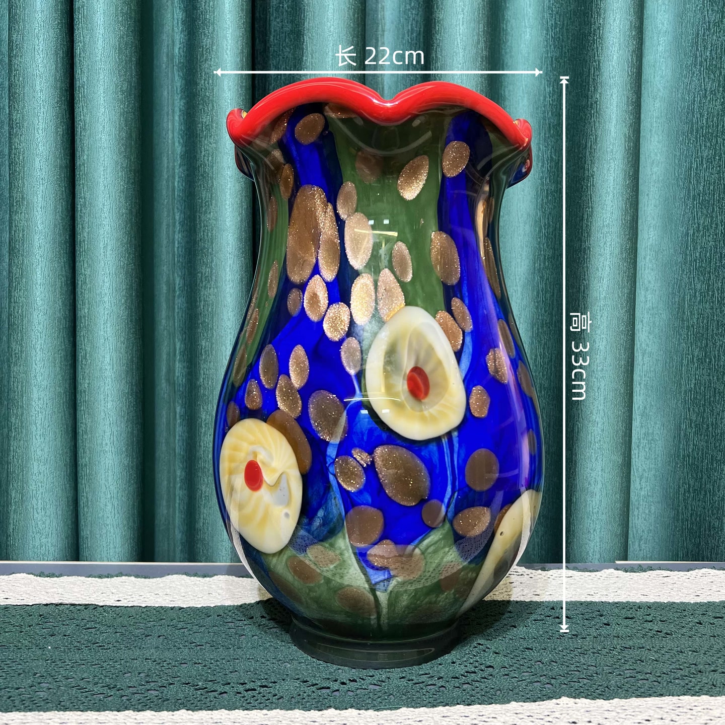 纯手工琉璃元宝花瓶花器家装桌面艺术装饰品