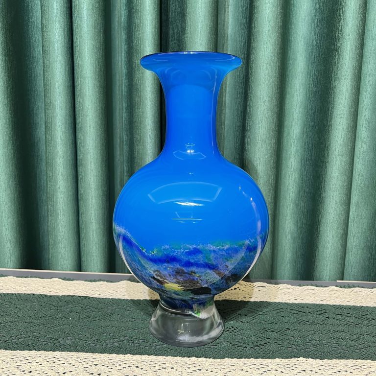 纯手工琉璃千里江山图花瓶花器家装桌面艺术装饰品
