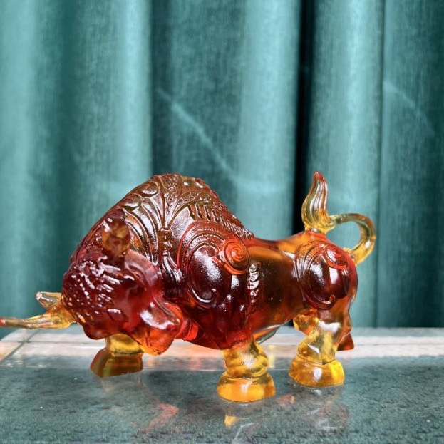 创意古法琉璃牛摆件生肖牛家居客厅桌面摆件