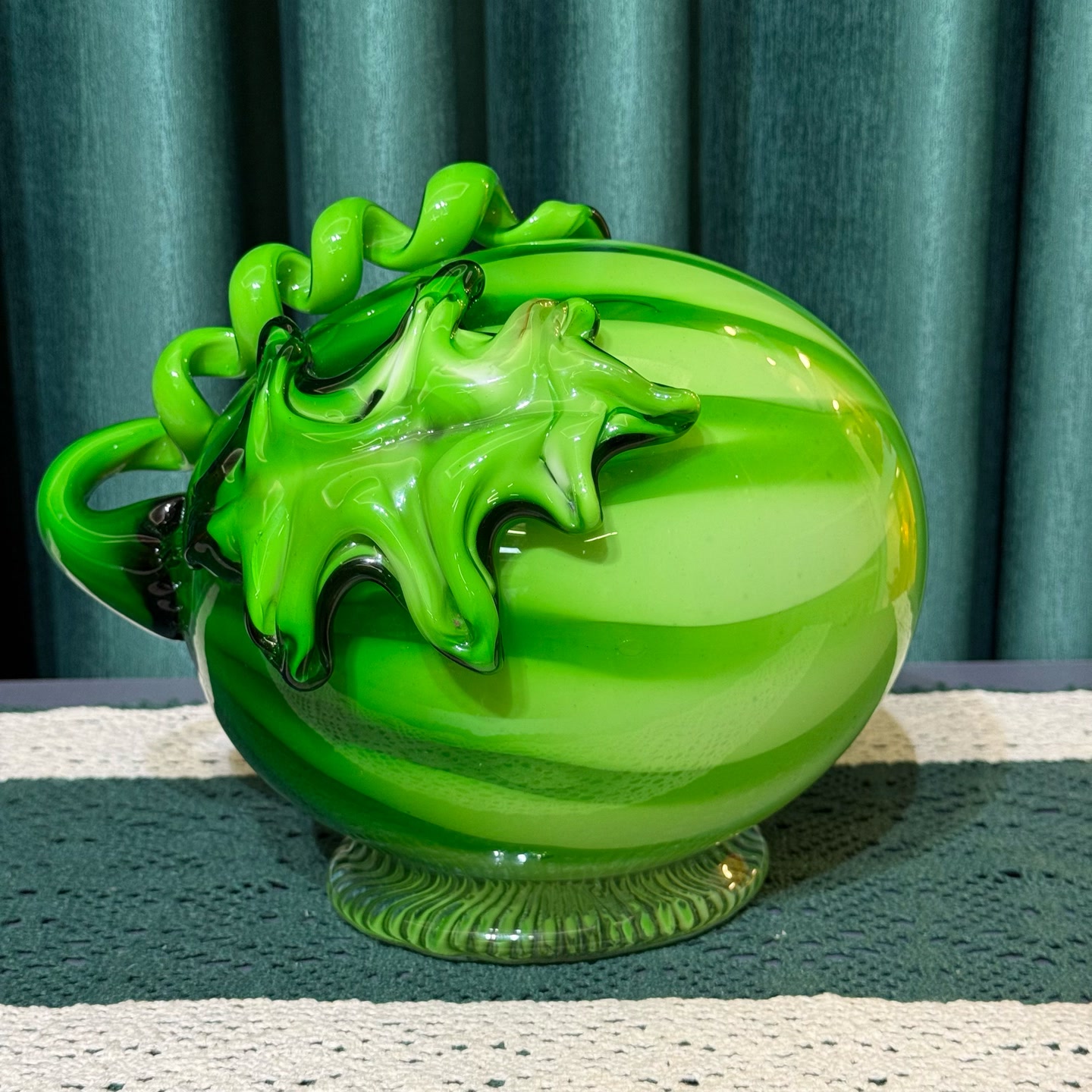 创意琉璃西瓜摆件客厅玄关博古架桌面装饰品工艺品