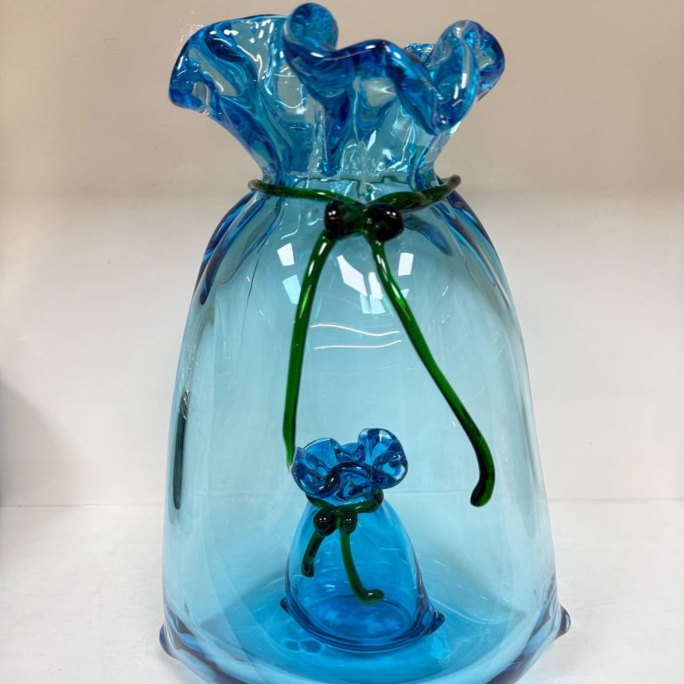 创意手工琉璃袋袋有福花瓶花器摆件玄关桌面装饰品