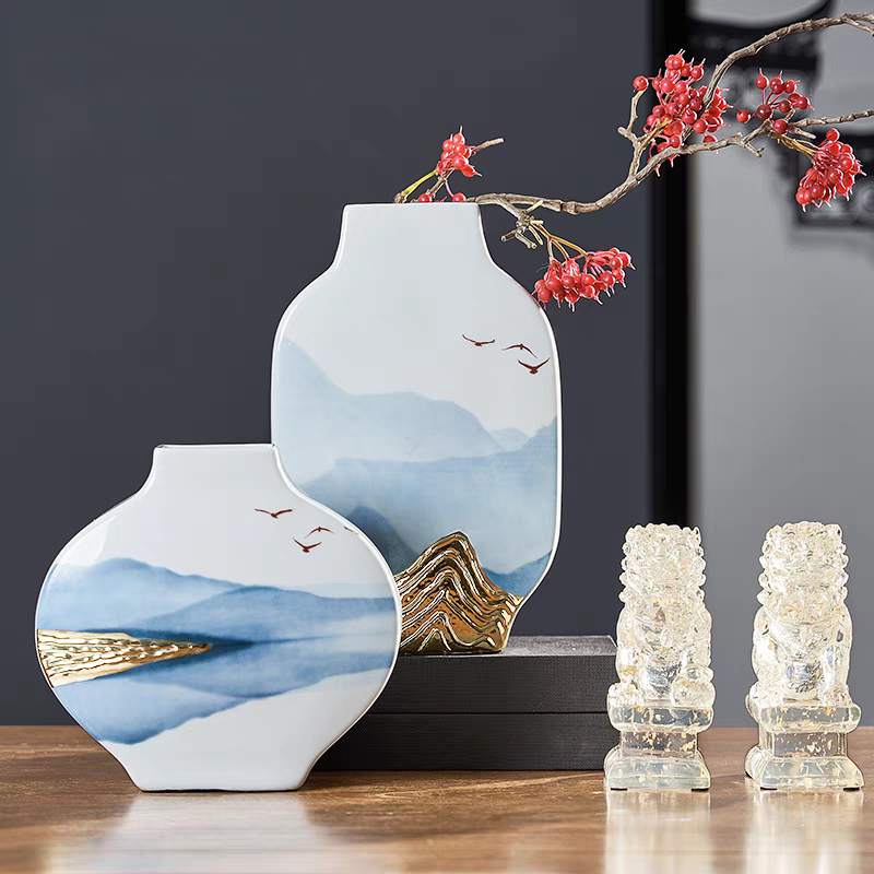 新中式陶瓷花瓶家居客厅玄关博古架办公桌装饰品摆件