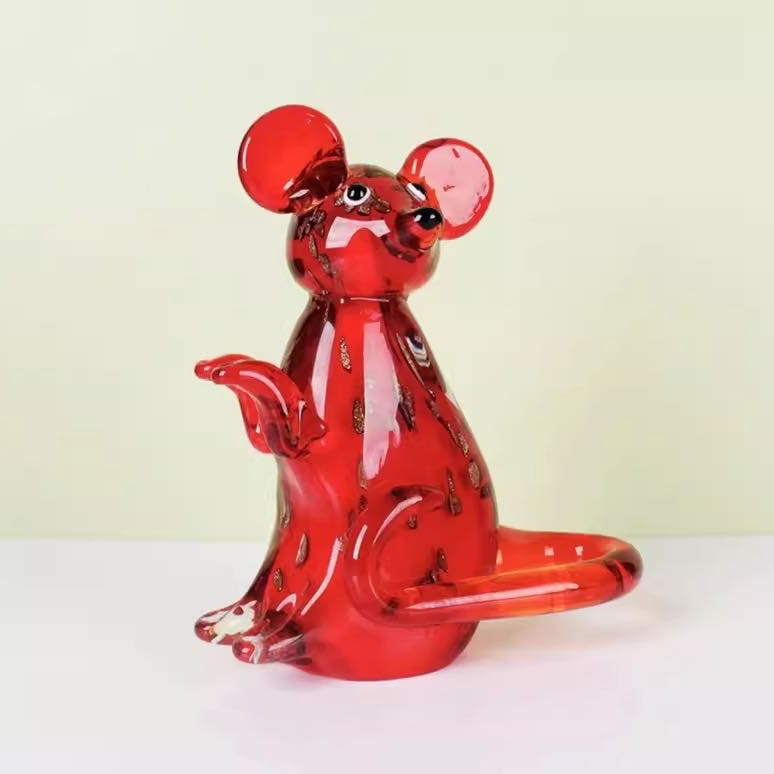 手工琉璃生肖老鼠摆件家居饰品桌面装饰工艺品