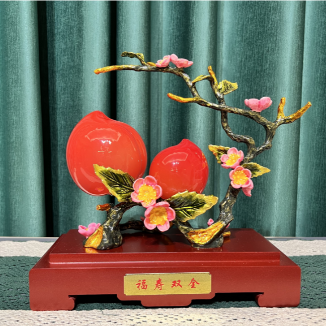 福寿双全寿桃摆件新中式客厅玄关博古架长辈贺寿礼物桌面摆件