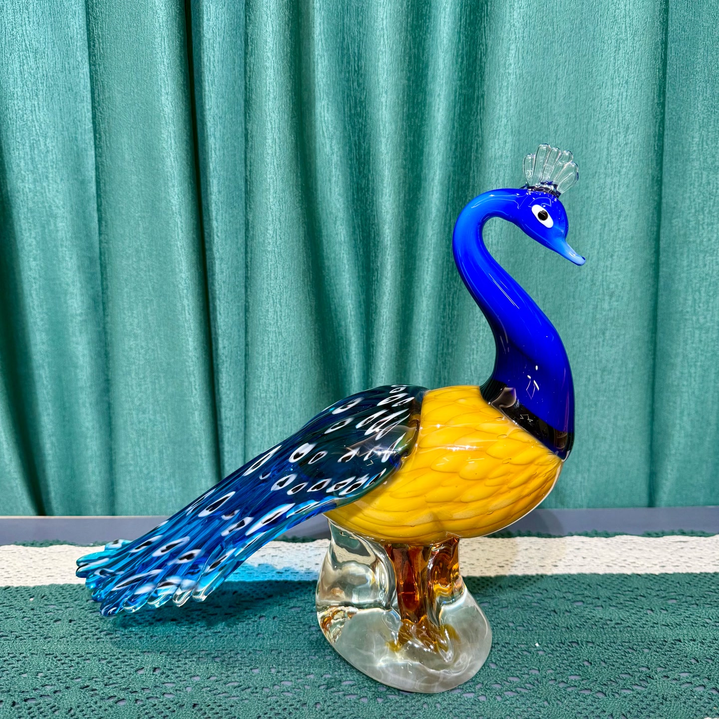 创意琉璃孔雀动物摆件居家客厅电视柜书房办公室装饰工艺品