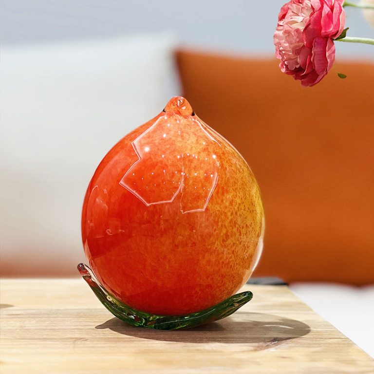 创意琉璃寿桃摆件祝寿礼品琉璃桃子客厅创意茶桌装饰