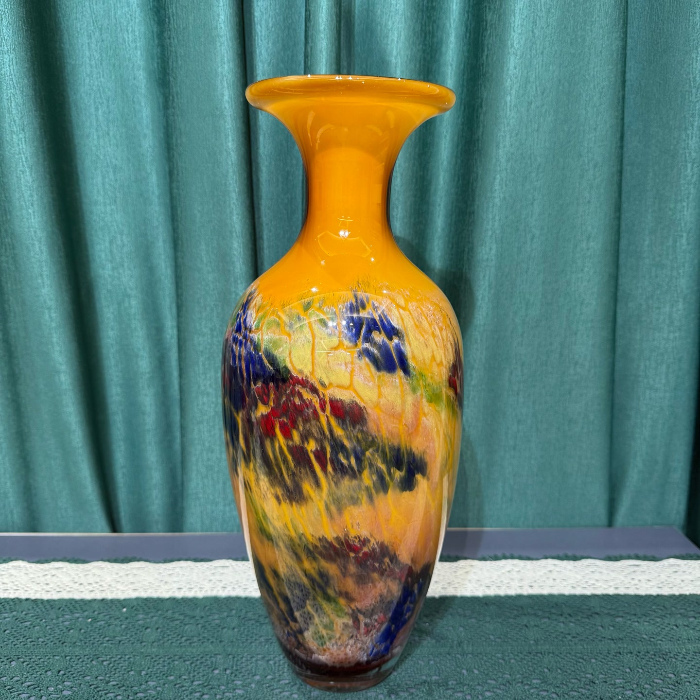 手工琉璃黄色晕染花瓶花器插花工艺品家居装饰摆件