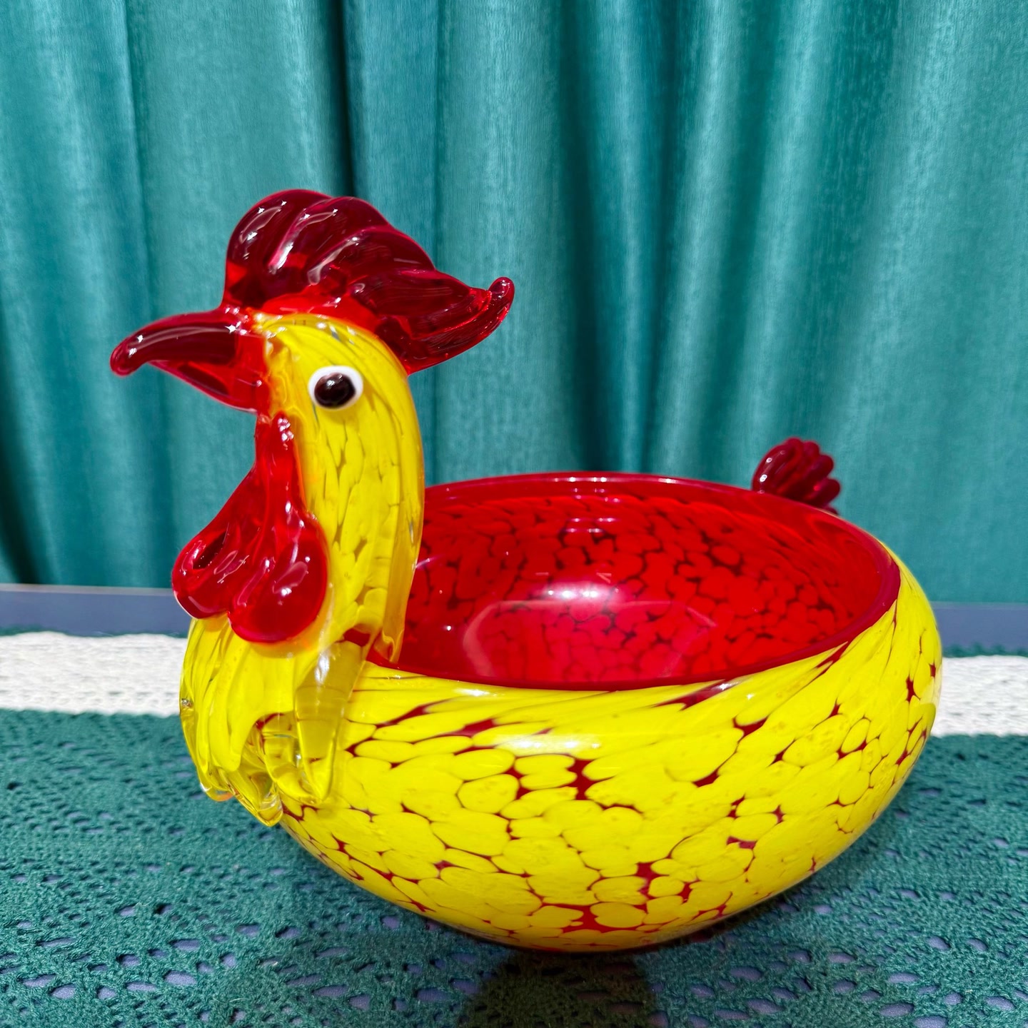 现代琉璃小鸡收纳果盘果篓摆件创意客厅茶几餐桌干果盘装饰品