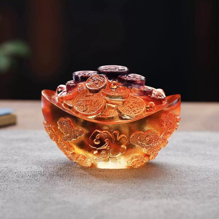 琉璃祥云元宝摆件居家书房前台桌面办公摆放装饰商务礼品